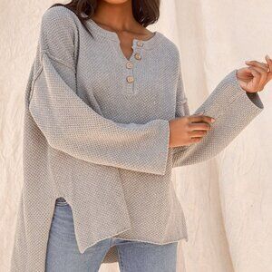 Lulus Cold Days Grey Knit Oversized Sweater Top - Size XS